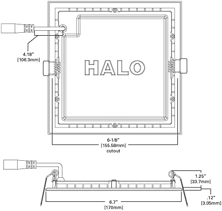 HALO 6 inç Kare Gömme LED Tavan ve duş ışığı-Canless Ultra İnce Downlight - - 2700K/3000K/3500K/4000K / 5000K Seçilebilir-120 / 277V