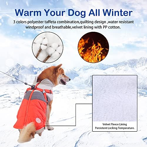 Koşum takımı ile Köpek soğuk Hava ceket, fermuarlı su geçirmez sıçrama rüzgar geçirmez sıcak köpek kış ceket, orta küçük köpek için
