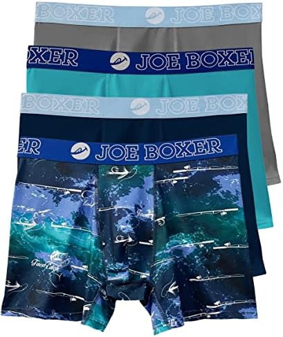 Joe Boxer Erkek Boxer Külot 4 - Pack-Etiketi Ücretsiz, Nem Esneklik Streç Mikrofiber Boxer Külot Erkekler için 4'lü paket