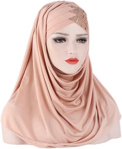 2 Adet Sequins Glitter Alın Çapraz Müslüman Başörtüsü Eşarp Türban Kadın Başörtüsü Kadın Kafa Sarar