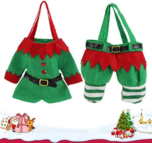Amosfun 2 adet Noel Çanta Elf Elbise Pantolon hediye keseleri Favor ikram çantaları Noel Ağacı askı süsleri Çorap Dolgu