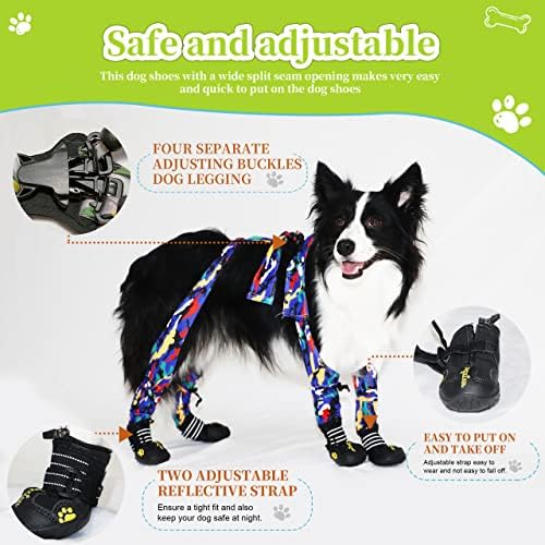 BESTZONE köpek çizmeleri Su Geçirmez Ayakkabı Yansıtıcı Şeritler ile Köpekler için Sağlam Kaymaz Taban Ayarlanabilir Köpek Tayt Köpek