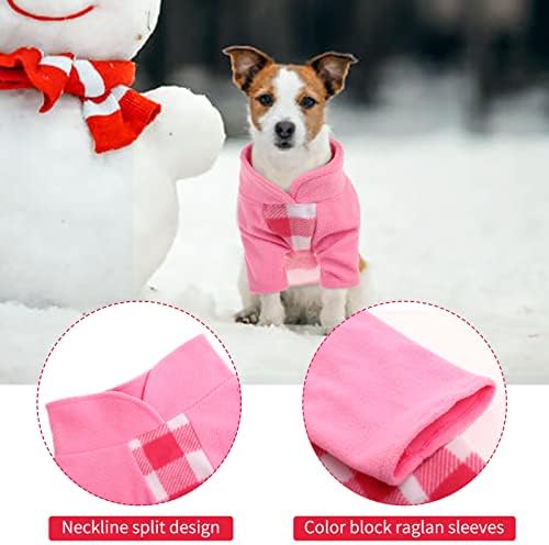 Köpek Ekose Gömlek Ceket, Arkada Atıştırmalık Poşetli Evcil Hayvan Kış Giysileri, Tasma Delikli Sıcak ve Hafif Kazak Onesies Giyim