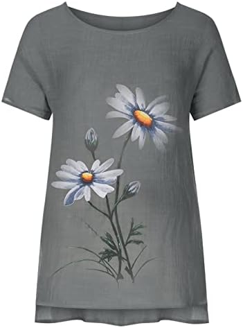 Kadın Kısa Kollu Elbise Ekip Boyun Keten Pamuk Grafik Salonu Bluz Gömlek Yaz Sonbahar Üst Kızlar için GE GE