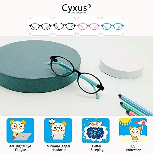 Cyxus mavi ışık engelleme gözlük çocuklar ve gençler için Anti göz yorgunluğu UV koruma bilgisayar gözlük erkek ve kız