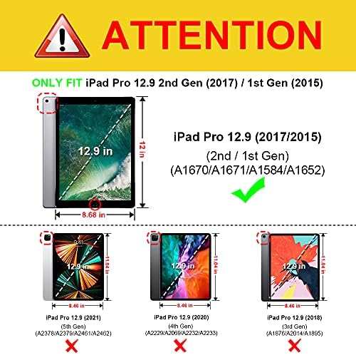 Fintie iPad kılıfı Pro 12.9 inç 2017/2015 (Eski Model , 2. ve 1. Nesil)- [Köşe Koruması] Kalemlik ve Cepli Çok Açılı Folio Standı Kapak,