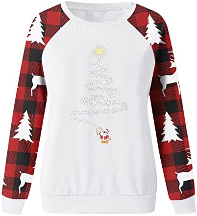 Fandream Bayan Noel Kazak Merry Christmas O-Boyun T Gömlek Sıcak Gevşek Fit Uzun Kollu Egzersiz Kadınlar için Tops