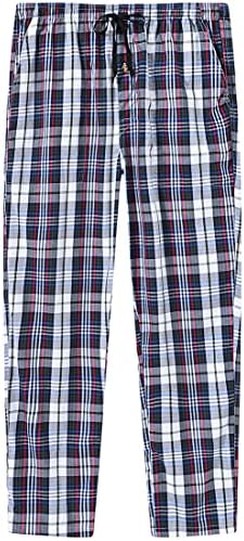 MoFiz erkek Pamuklu Pijama Pantolon Ekose Uyku Pijama Alt Pantolon Salonu İpli Düğme Sinek