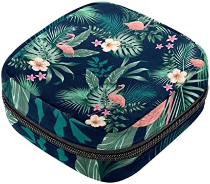 Tropikal Pembe Flamingo ve Palmiye Yaprağı Makyaj Çantası, Kozmetik Çantası, Taşınabilir makyaj çantası Kadınlar ve Kızlar için