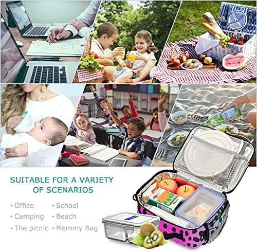 MNSRUU Çocuk yemek kabı Leopar, Yeniden Kullanılabilir Sızdırmaz Soğutucu Çanta için Ayarlanabilir Omuz Askısı ile Piknik, İş, Okul
