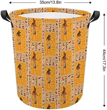 Antik Mısır Tanrıları ve Hiyeroglifler çamaşır sepeti Katlanabilir Çamaşır Sepeti çamaşır kutusu saklama çantası Kolları ile
