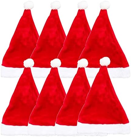 Paketi Santa Şapka Konforlu Kırmızı Noel Şapka Noel Partisi İyilik için Yetişkinler ve Çocuklar için Uygun (8 adet)