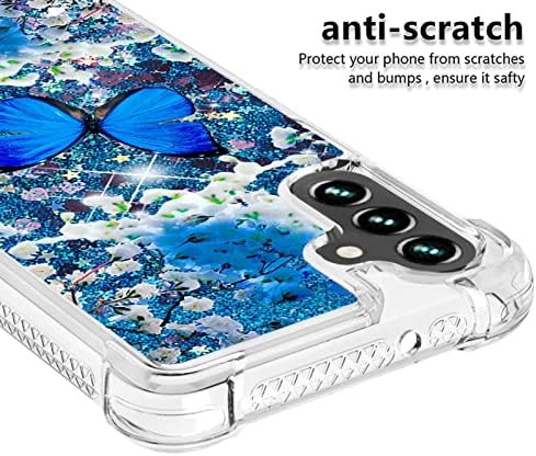 Cam Ekran Koruyucu ile Samsung Galaxy A14 5G Kılıf için CAİYUNL, Glitter Bling Yüzen Sıvı Kadın Kızlar Sevimli Yumuşak TPU Koruyucu