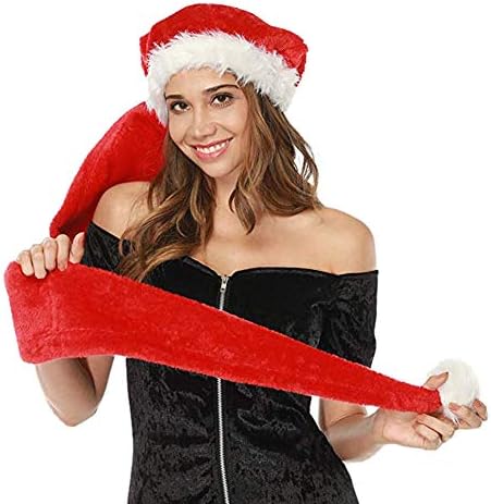 Ekstra Uzun Santa Şapka Yenilik Noel Şapka Noel Baba Kostüm Şapka Uzun Kuyruk Kadife Kırmızı Noel Şapka Çocuklar Yetişkinler için