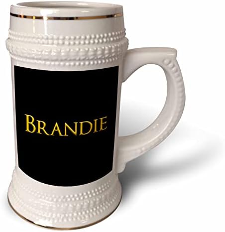 3dRose Brandie, ABD'de kız bebek adını tercih etti. Siyah üzerine sarı. - 22oz Steın Kupa (stn-364495-1)