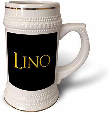 Amerika'da 3dRose Lino popüler erkek bebek adı. Siyah hediye üzerine sarı. - 22oz Steın Kupa (stn-376098-1)