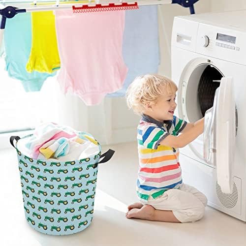 Yeşil Traktör Katlanabilir çamaşır sepeti çamaşır Sepeti Kolları ile Çamaşır Kutusu Kirli Giysiler Çanta Üniversite Yurdu için, Aile