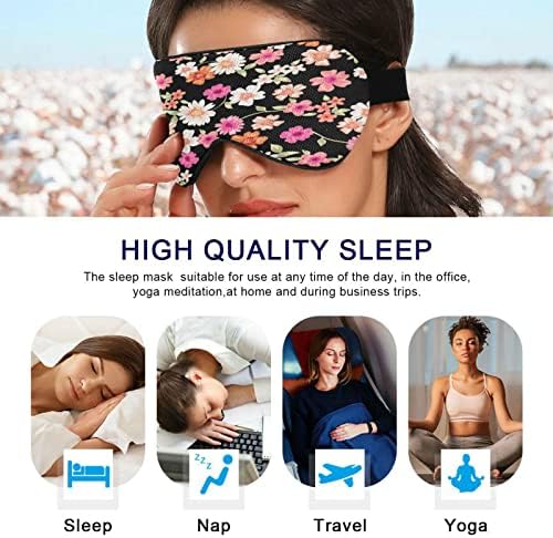 Kadınlar erkekler için renkli çiçek uyku maskesi pürüzsüz rahat ışık engelleme göz maskesi gece körü körüne seyahat için ayarlanabilir
