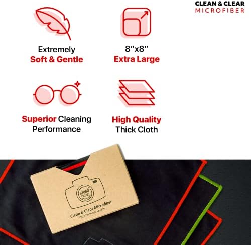 Temiz ve Net Mikrofiber Temizlik Bezi, ekstra Büyük [6 Paket] Ultra Premium Mikrofiber Temizlik Bezi - Kamera Lensi, Gözlük, Ekran