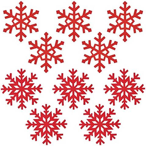 SaktopDeco 10 ADET Kırmızı Kar Tanesi Keçe Bardak Seti Noel İçecek Bardak Bardak Mat Noel Kış Partisi Dekorasyon için
