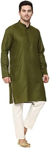 ITOS365 Erkekler Pamuk Karışımı Kurta pijama takımı Parti Moda Düzenli Etnik Giyim hint elbisesi Hediye Erkekler için