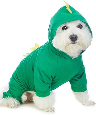 Impoosy Köpek Dinozor Kostüm Yeşil Evcil Hayvan Giysileri Küçük Köpek Ejderha Hoodies (M)