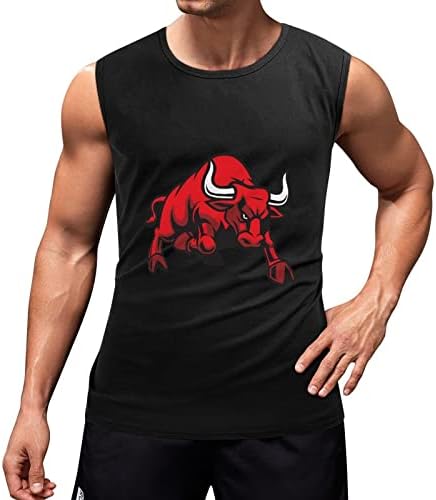 Kızgın Boğa erkek Pamuk Tank Top Kolsuz Vücut Geliştirme Kas Tee Egzersiz Spor Atletik T Shirt