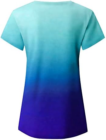 Kadın Rahat Yaz T Gömlek V Boyun Kısa Kollu Tee Degrade Gevşek Fit Bluz Tops 2023 Moda Gömlek