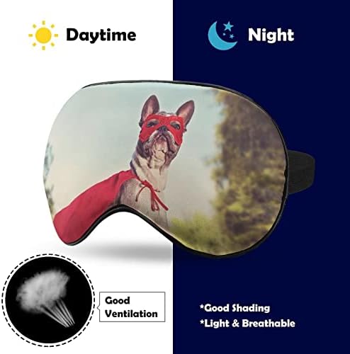Süper Kahraman Fransız Bulldog Yumuşak Göz Maskesi Kapak Etkili Gölgeleme Körü Körüne Konfor Uyku Maskesi Elastik Ayarlanabilir Kayış