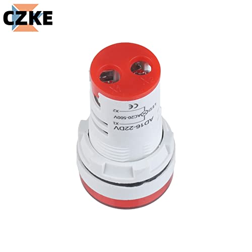 AMSH 2 Adet Mini Dijital Voltmetre 22mm Yuvarlak AC 12-500V voltmetre Metre Monitör Güç LED Göstergesi 30x30mm (Renk: Beyaz, Boyut:
