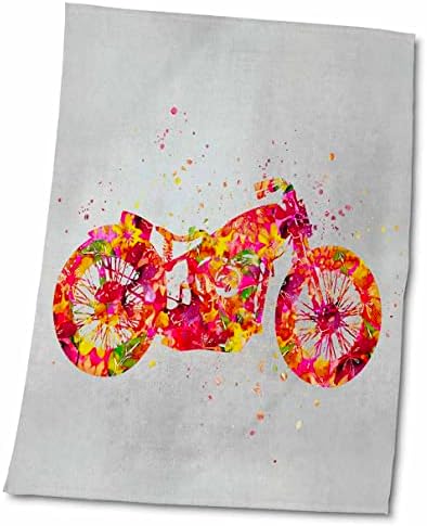 3dRose Çiçek Deseni Ve Boya Sıçraması Motosiklet Havluları Çizimi (twl - 268394-3)