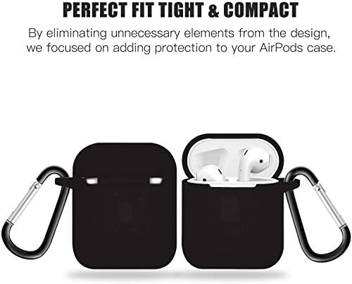 HAndPE silikon kılıf Tam Koruyucu Kapak[Ön LED Görünür] Apple Airpods için 2 [Airpods ile Uyumlu 1] (Siyah)