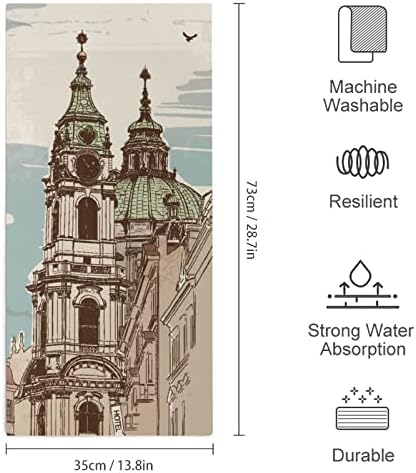 Prag'daki Aziz Nikolaos Katedrali El Havluları Yüz Vücut Yıkama Bezi Banyo Mutfak Otel Günlük Kullanım için Sevimli Baskılı Yumuşak
