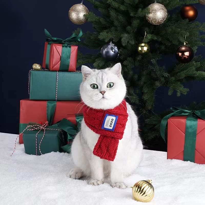 Joiena Kedi Köpek Noel Kostüm Pet Eşarp Kıyafeti, Noel Kedi Giysileri Yaka, Noel Kolye Eşarp, Kediler ve Köpek Yavrusu için Yumuşak