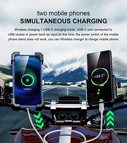 Qi 15W Kablosuz Şarj Cihazı ve USB C 20W Hızlı Şarj Portu ile KEWIG Motosiklet Telefon Montajı, Tek Tuşla Otomatik Kilitleme ve Hızlı