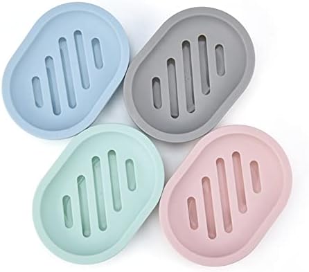 4 ADET Sabun Kutusu Sabunluk Plastik Drenaj Rafı Kendinden boşaltma Kabı Macaron Renk Banyo Malzemeleri