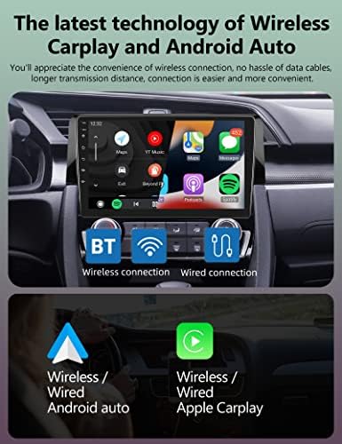 2G + 32G araba android müzik seti Radyo Honda Civic -2020 için Kablosuz Carplay Android Otomatik, 9 İnç Dokunmatik Ekran Araba