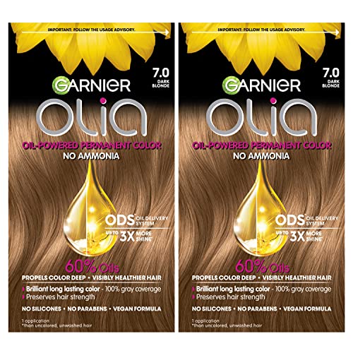 Garnier Saç Rengi Olia Amonyak İçermeyen Parlak Renk Yağ Açısından Zengin Kalıcı Saç Boyası, 7.0 Koyu Sarı, 2 Adet (Ambalaj Değişebilir)