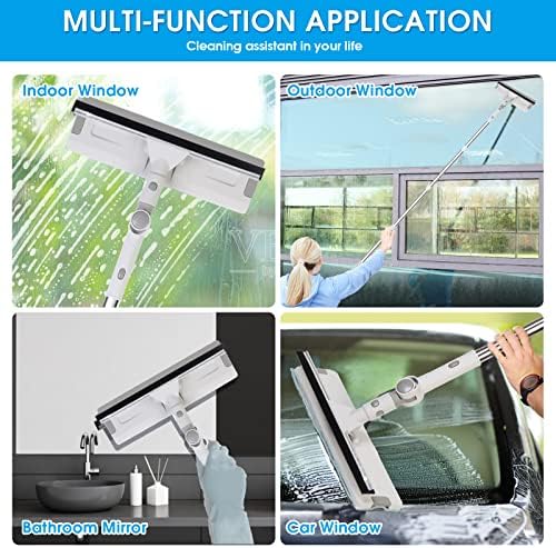 Coopvıvı Cam Sileceği, 2'si 1 arada Pencere Temizleme Kombo Aleti, İç ve Dış Mekan için 67 Uzun Uzatılabilir Saplı Pencere Temizleme