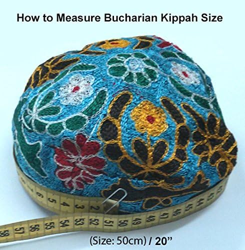 Mavi Bucharian El İşlemeli Kippah Buchari Yarmulke tarafından aJudaica - 58 cm /22.8