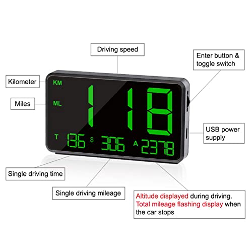 Head Up Display, evrensel dijital araba HUD ekran yeşil ışık GPS hız göstergesi hız yorgunluk sürüş uyarı