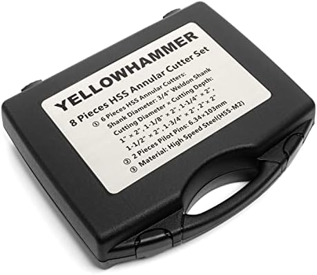 Yellowhammer 7 Parça Premium Halka Şeklindeki Kesici Seti, 3/4 Weldon Shank, 1 Kesme Derinliği, Çapları İçerir 1/2, 9/16, 11/16, 13/16,