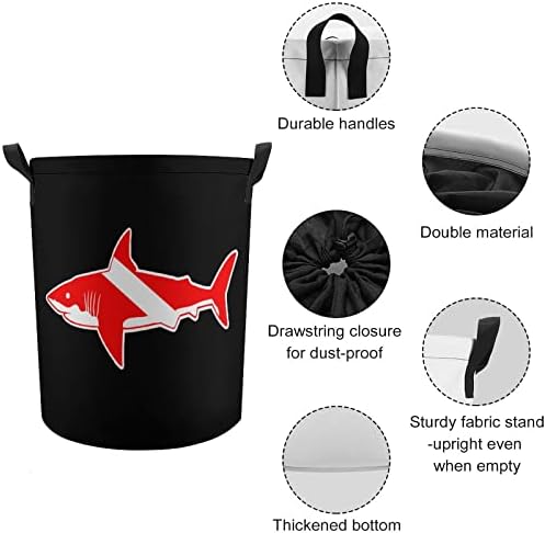 Köpekbalığı Siluet Tüplü Dalgıç çamaşır sepeti Yuvarlak Katlanır çamaşır sepeti Kova Depolama saklama kutusu Halat Saplı