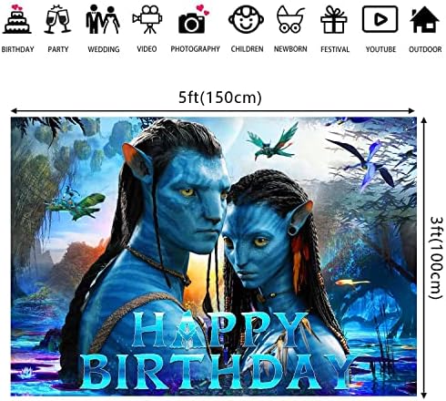 Karikatür ve Animasyon Tema Avatar Doğum Günü Arka Plan Asılı Bez, Avatar Doğum Günü Parti Malzemeleri, Doğum Günü Arka Plan Bez Parti