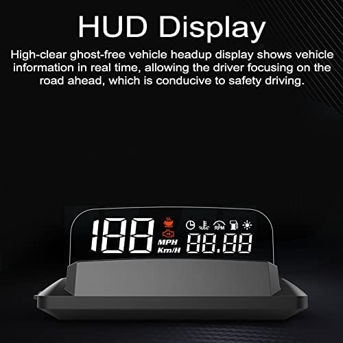 FANGZİ HUD Headup Ekran, Araba HUD Headup Ekran LED Kilometre Projektör ile Hız / Zaman / Su Sıcaklığı / RPM / Yakıt Tüketimi / Kilometre