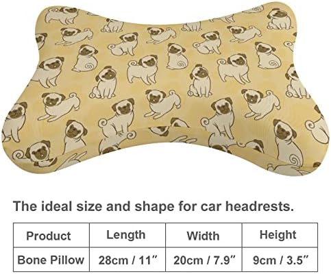 Pug Köpek Hayvan Desen Araba Boyun Yastık 2 Kemik Şekilli Otomatik Kafalık Yastıklar Yastık Seyahat Araba Ev Dekoratif