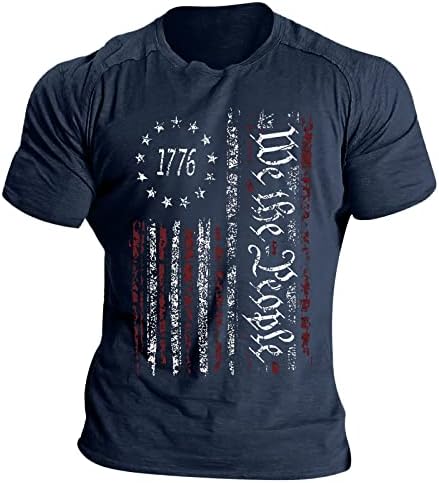Erkekler için Tops uzun kollu erkek gömlek Bağımsızlık Günü Bayrağı Rahat Yumuşak ve Rahat T Shirt Yuvarlak ve Büyük Erkek
