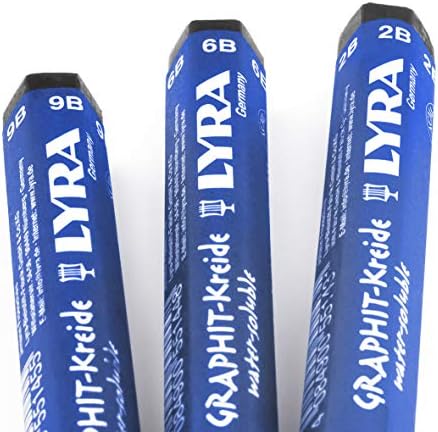 Lyra Graphit Stick-Suda Çözünür Grafit Gölgeleme ve Eskiz Mum Boya-3'lü Paket-2B / 6B / 9B