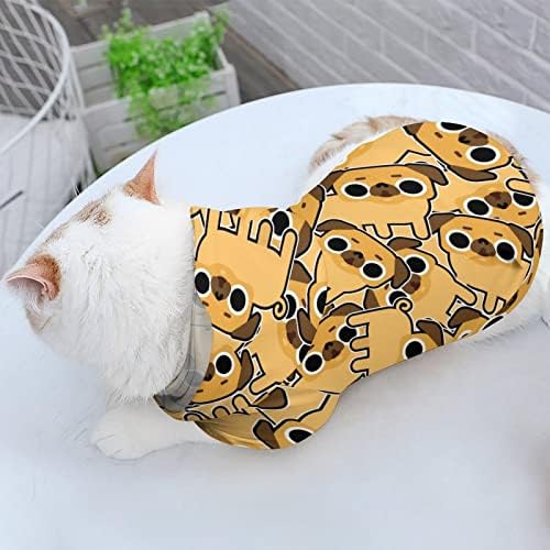 Sevimli Pug Desen Köpek ve Kedi Kostümleri Sevimli Hayvan Hoodie Takım Elbise Şapka Sevimli Kıyafetler Giysileri