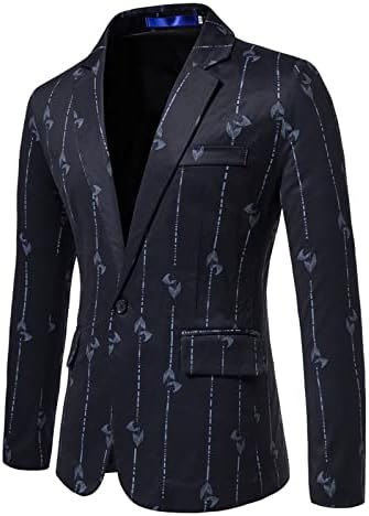 UBST Blazers Mens, Tek göğüslü Bir Düğme Yaprakları Kravat boya Baskılı Takım Elbise Açık Ön İş Rahat Ceket Blazer